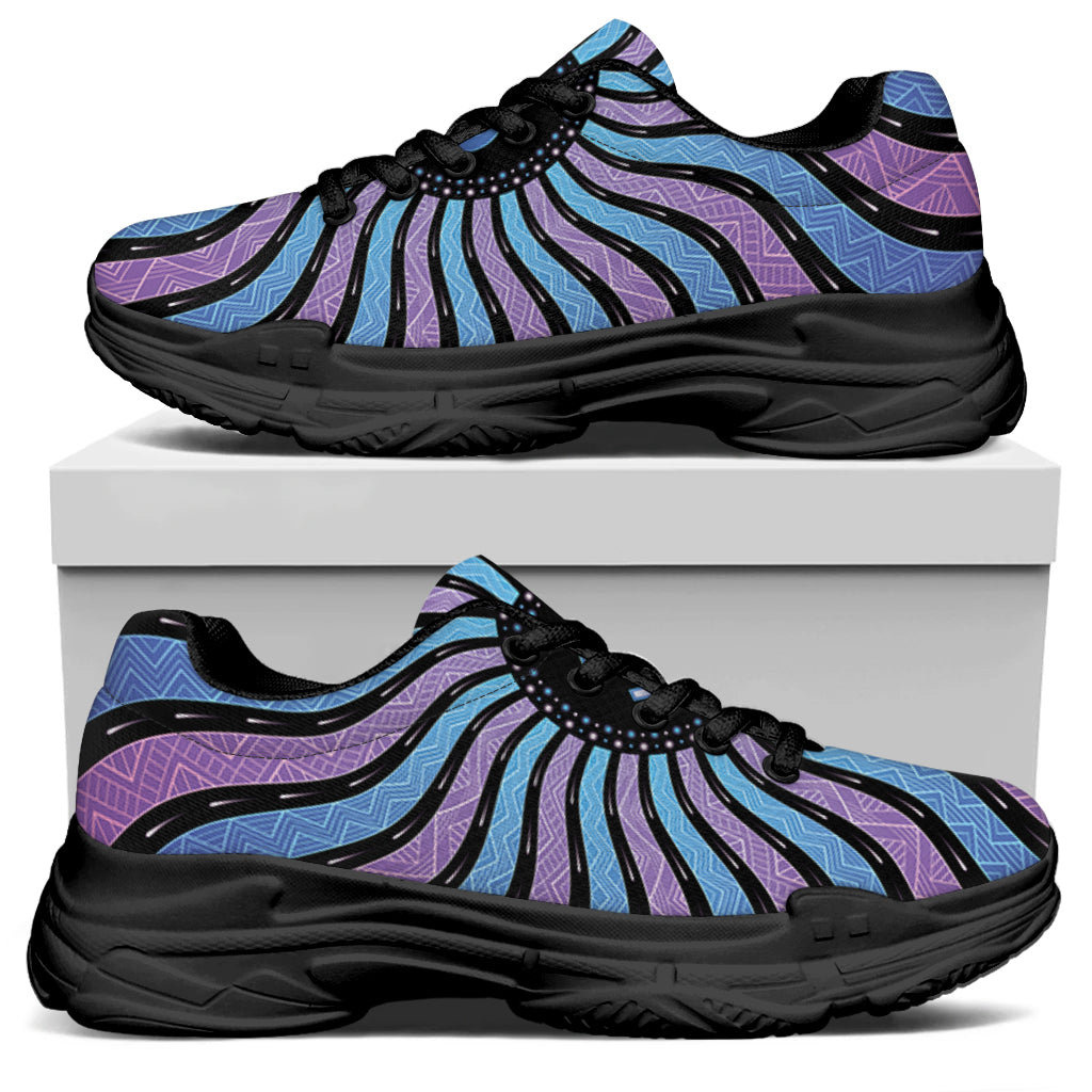 Psychedelic Om Print Black Chunky Shoes