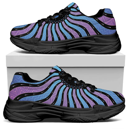 Psychedelic Om Print Black Chunky Shoes
