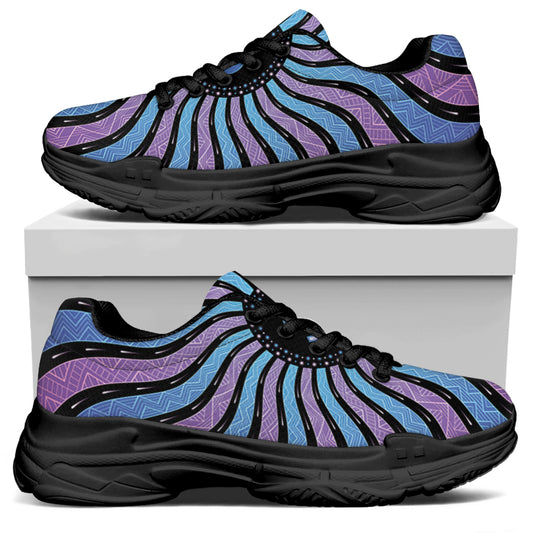 Psychedelic Om Print Black Chunky Shoes