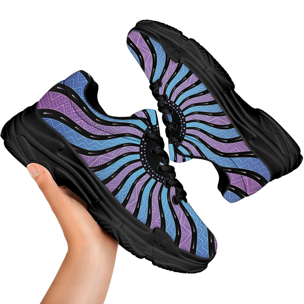 Psychedelic Om Print Black Chunky Shoes