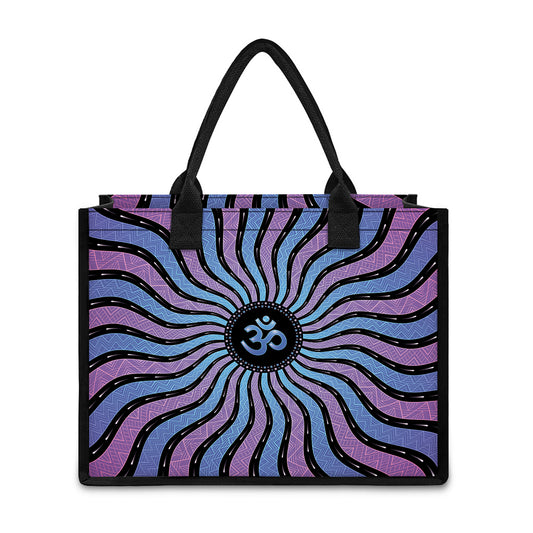 Psychedelic Om Print Canvas Tote Bag