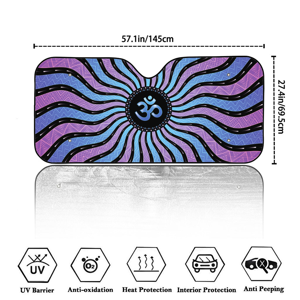 Psychedelic Om Print Car Windshield Sun Shade