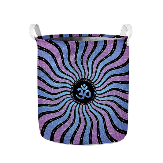 Psychedelic Om Print Collapsible Laundry Basket