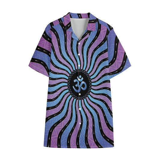 Psychedelic Om Print Cotton Hawaiian Shirt