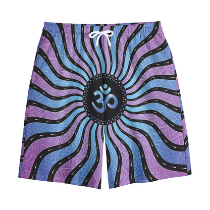 Psychedelic Om Print Cotton Shorts