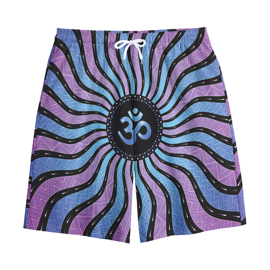 Psychedelic Om Print Cotton Shorts