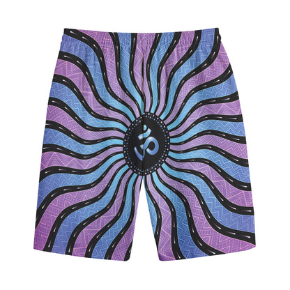 Psychedelic Om Print Cotton Shorts
