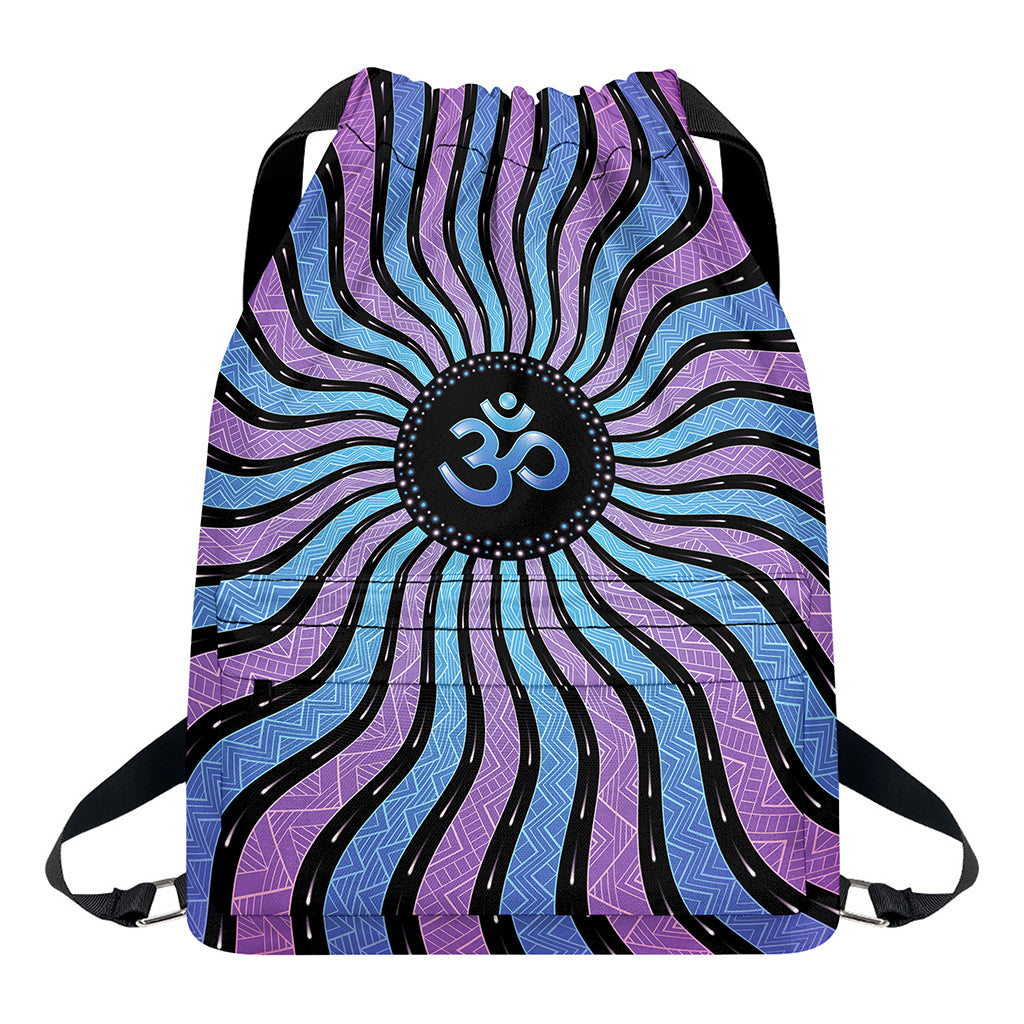 Psychedelic Om Print Drawstring Backpack