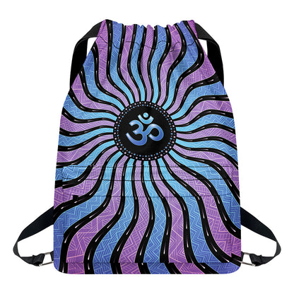 Psychedelic Om Print Drawstring Backpack
