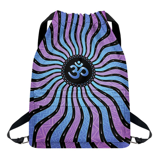 Psychedelic Om Print Drawstring Backpack