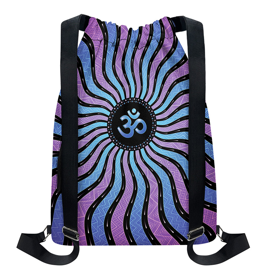 Psychedelic Om Print Drawstring Backpack