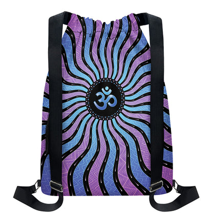 Psychedelic Om Print Drawstring Backpack