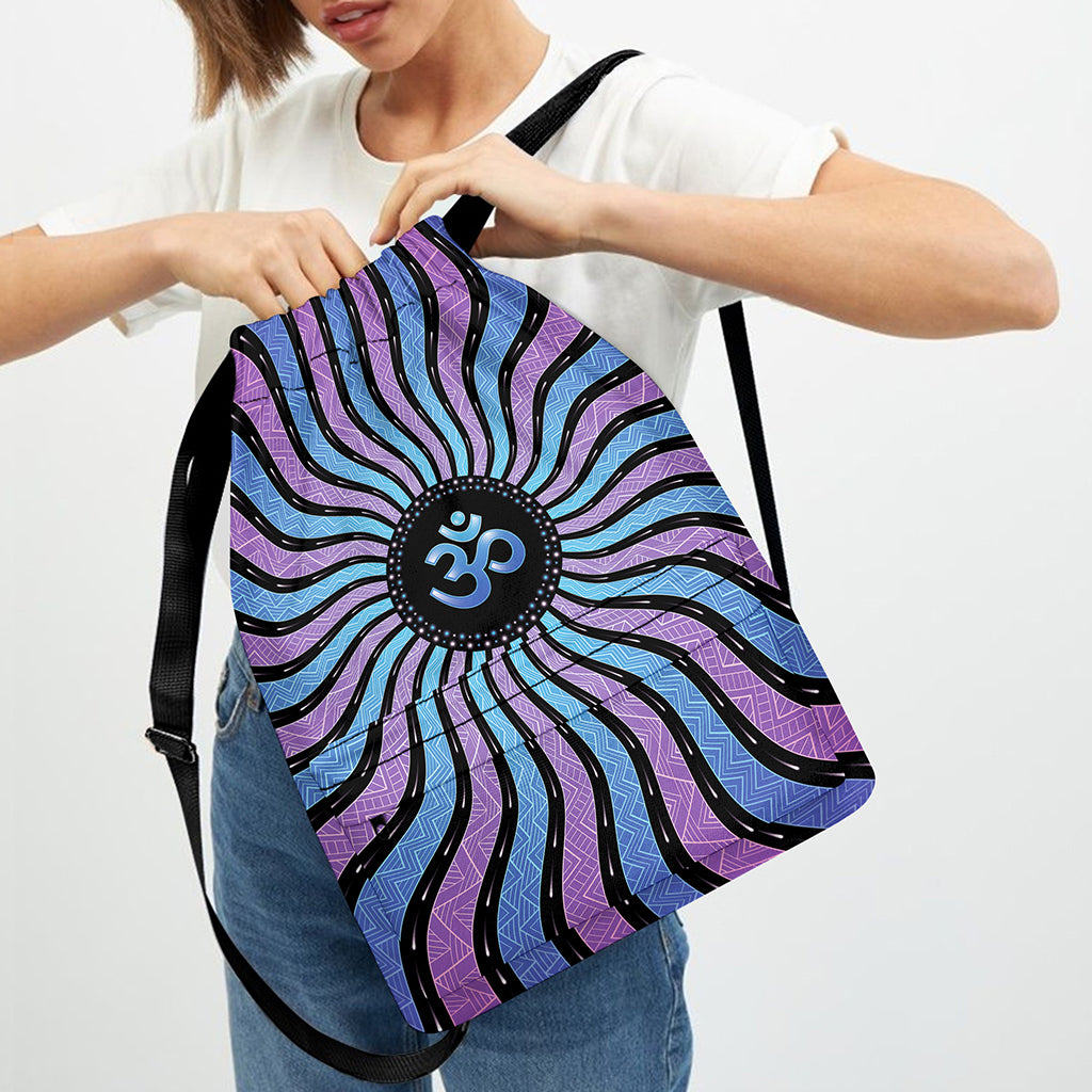 Psychedelic Om Print Drawstring Backpack