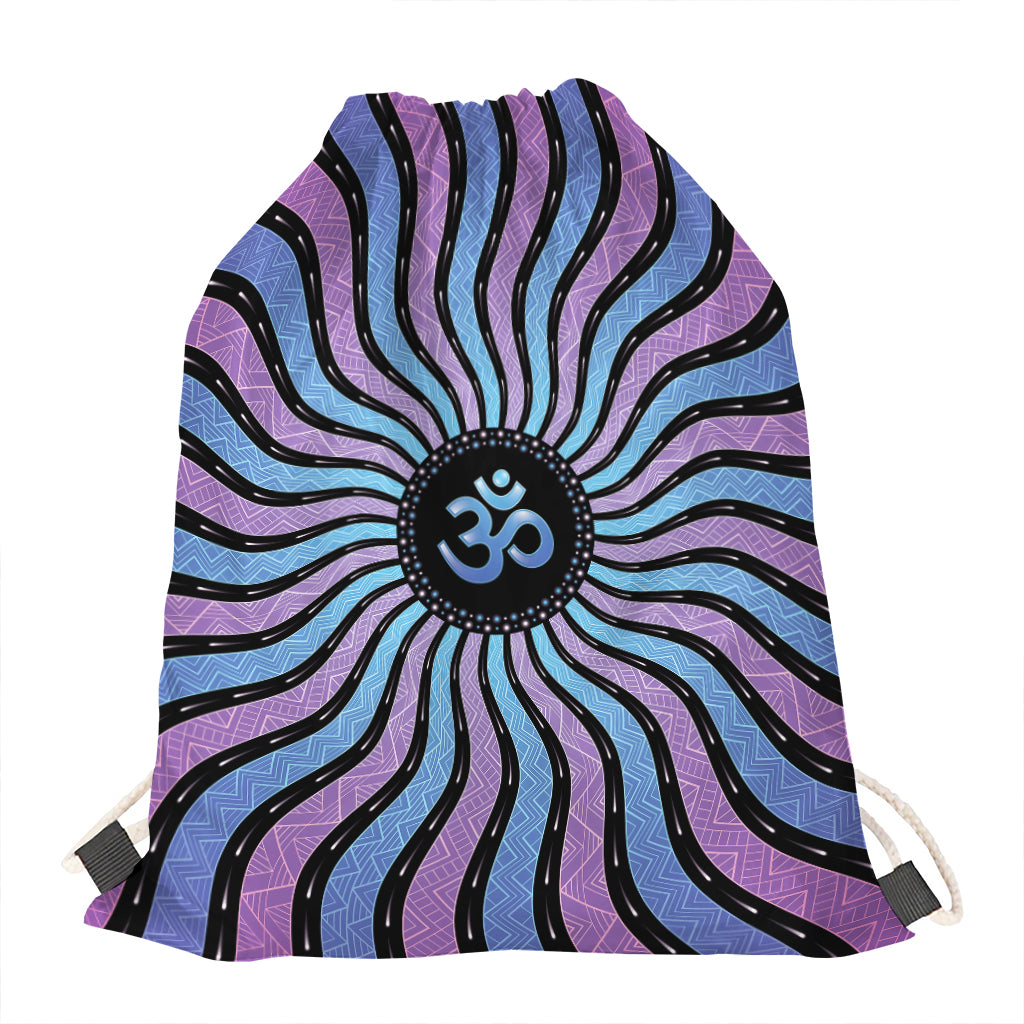 Psychedelic Om Print Drawstring Bag
