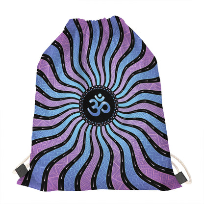 Psychedelic Om Print Drawstring Bag