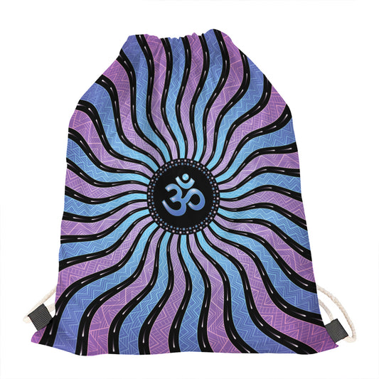 Psychedelic Om Print Drawstring Bag