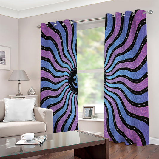Psychedelic Om Print Extra Wide Grommet Curtains