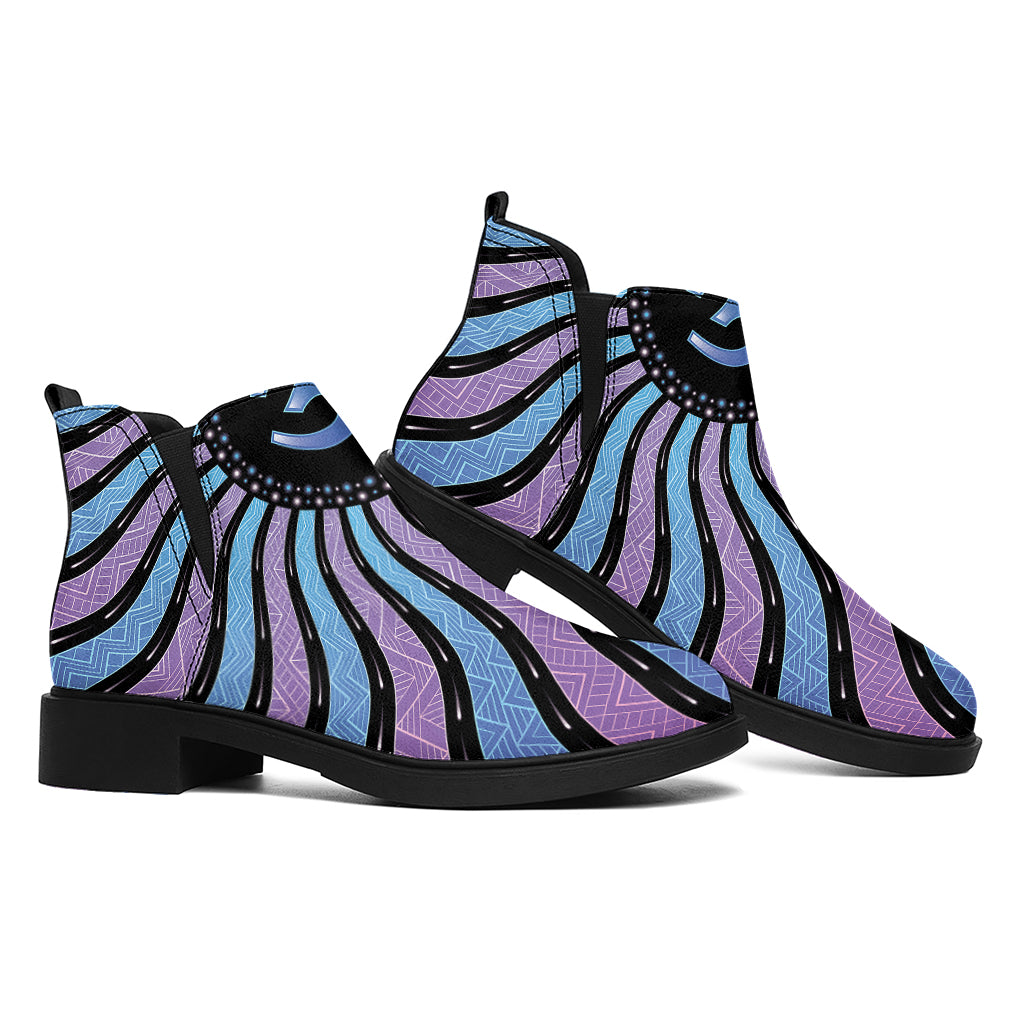 Psychedelic Om Print Flat Ankle Boots