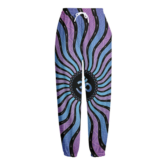 Psychedelic Om Print Fleece Lined Knit Pants