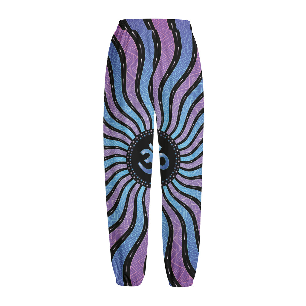 Psychedelic Om Print Fleece Lined Knit Pants