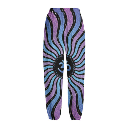 Psychedelic Om Print Fleece Lined Knit Pants