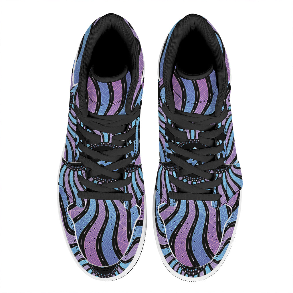 Psychedelic Om Print High Top Leather Sneakers