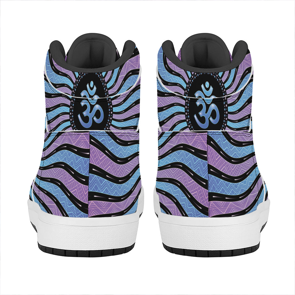 Psychedelic Om Print High Top Leather Sneakers