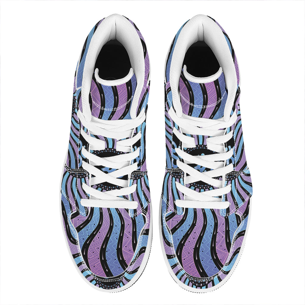 Psychedelic Om Print High Top Leather Sneakers