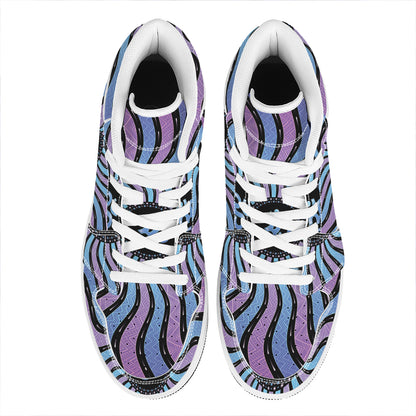 Psychedelic Om Print High Top Leather Sneakers
