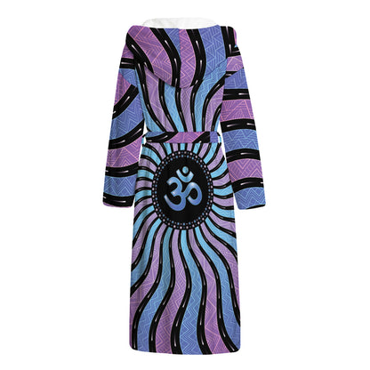 Psychedelic Om Print Hooded Bathrobe