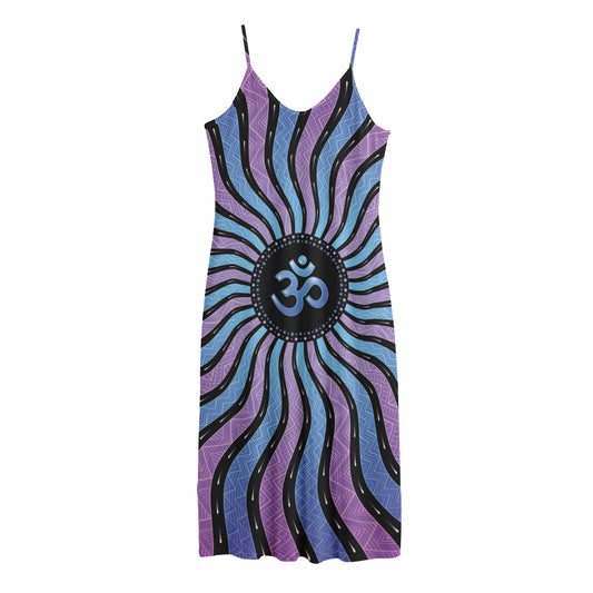 Psychedelic Om Print Jersey Midi Cami Dress