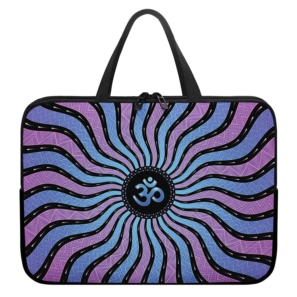 Psychedelic Om Print Laptop Sleeve With Handle
