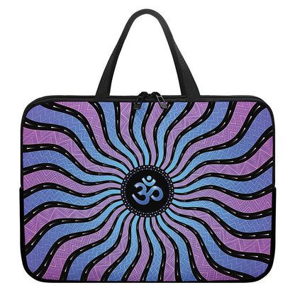 Psychedelic Om Print Laptop Sleeve With Handle