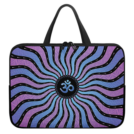 Psychedelic Om Print Laptop Sleeve With Handle