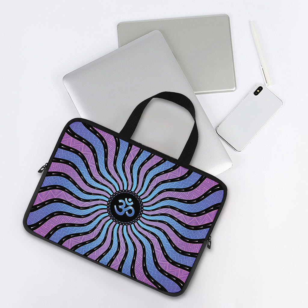 Psychedelic Om Print Laptop Sleeve With Handle