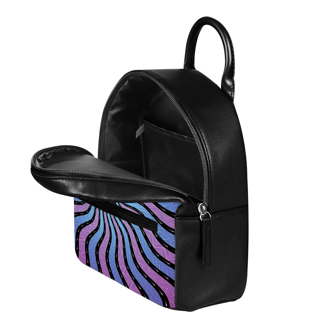 Psychedelic Om Print Leather Backpack