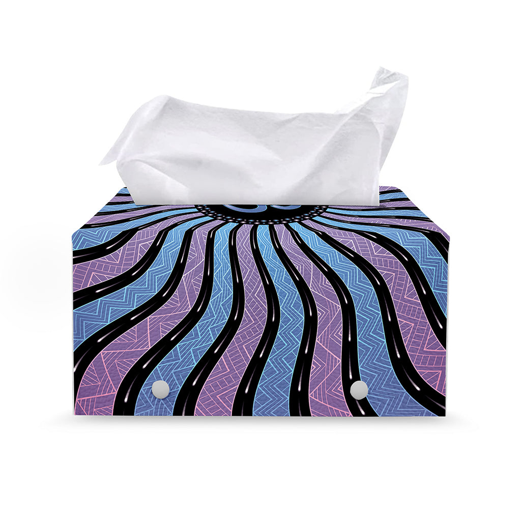 Psychedelic Om Print Leather Tissue Box Cover