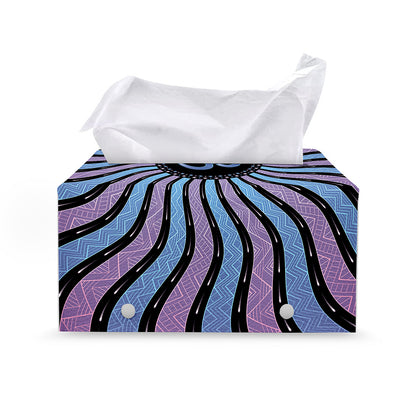 Psychedelic Om Print Leather Tissue Box Cover