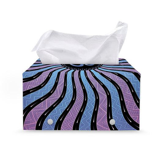 Psychedelic Om Print Leather Tissue Box Cover