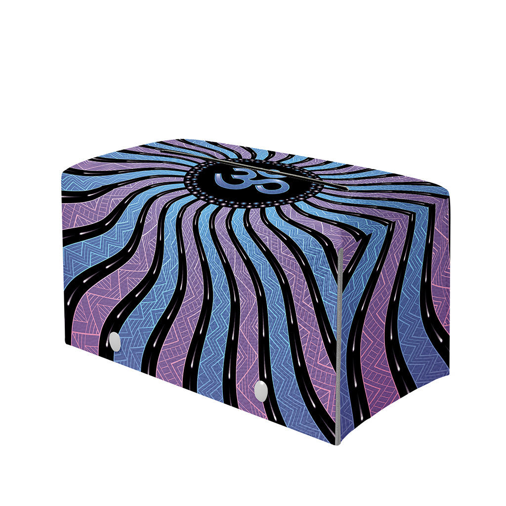Psychedelic Om Print Leather Tissue Box Cover