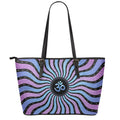 Psychedelic Om Print Leather Tote Bag With Zipper