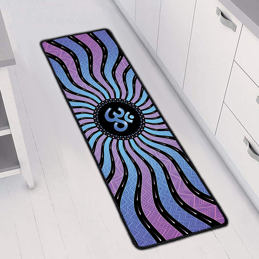 Psychedelic Om Print Long Kitchen Mat