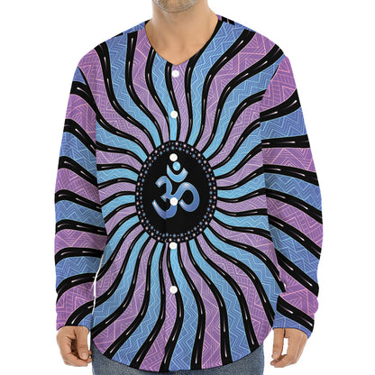 Psychedelic Om Print Long Sleeve Baseball Jersey