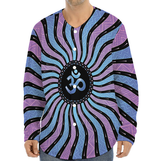 Psychedelic Om Print Long Sleeve Baseball Jersey