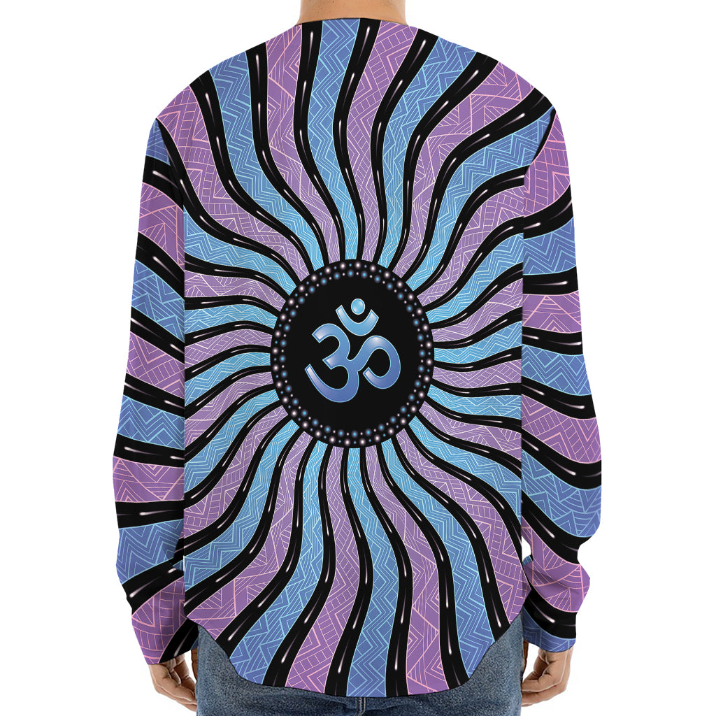 Psychedelic Om Print Long Sleeve Baseball Jersey