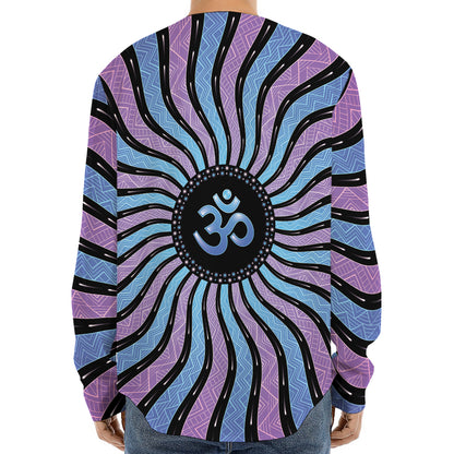 Psychedelic Om Print Long Sleeve Baseball Jersey