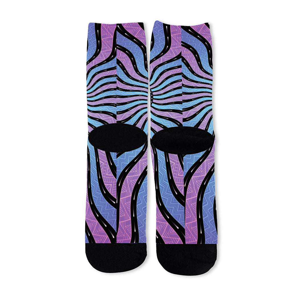 Psychedelic Om Print Long Socks