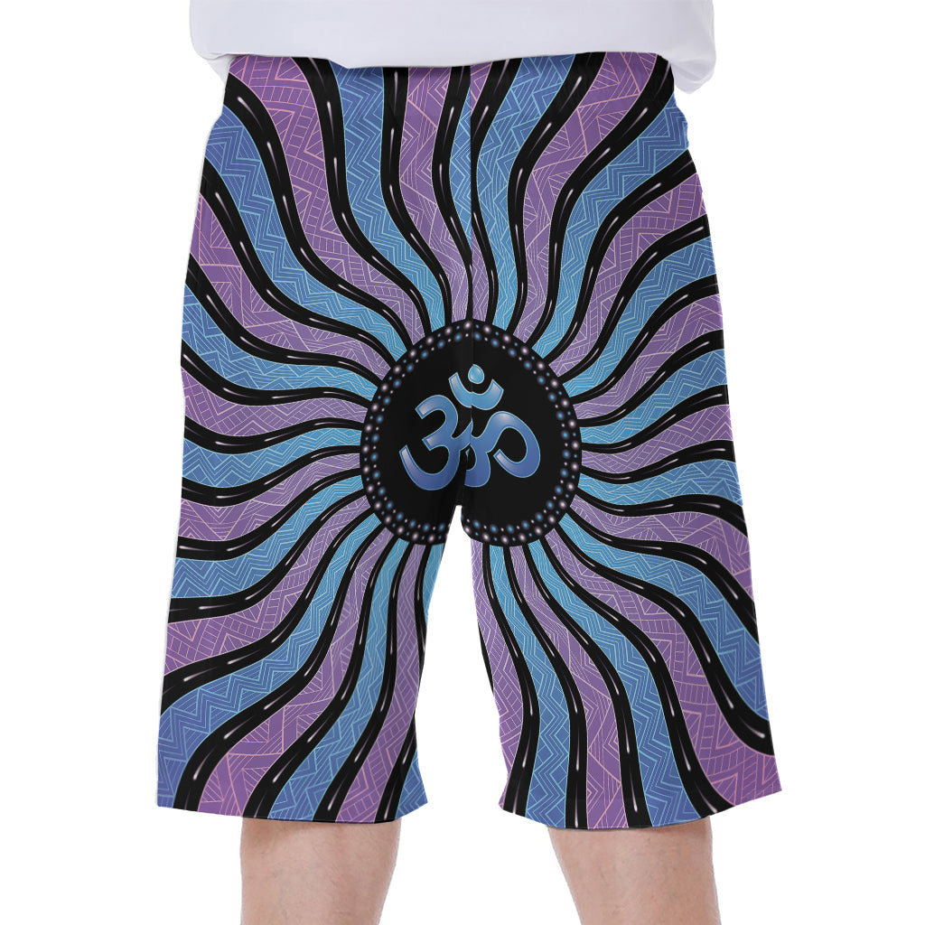 Psychedelic Om Print Men's Beach Shorts