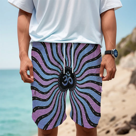 Psychedelic Om Print Men's Cargo Shorts