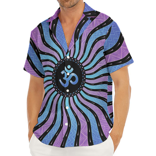 Psychedelic Om Print Men's Deep V-Neck Shirt